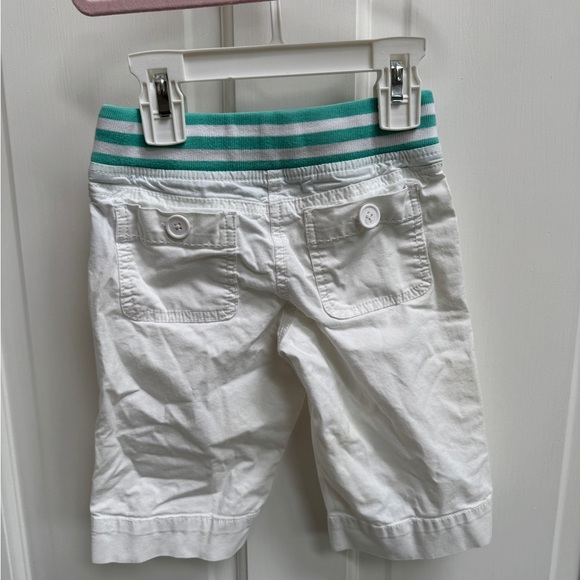 Mini Boden 3T Girls White & Teal Stripe Band Casual Capri Pants - Picture 4 of 5